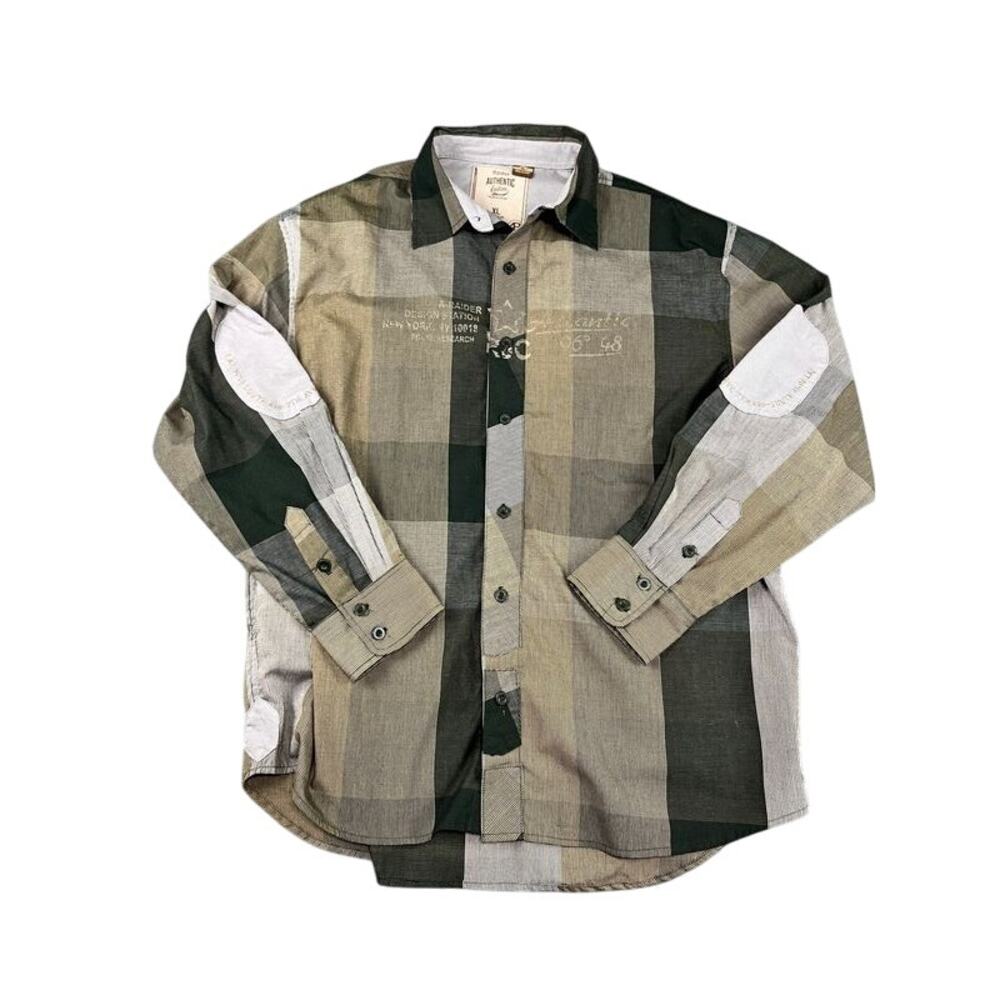 Men’s Raider Authentic Plaid Long-Sleeve Shirt XL Slimmer Fit Elbow Patches Exc